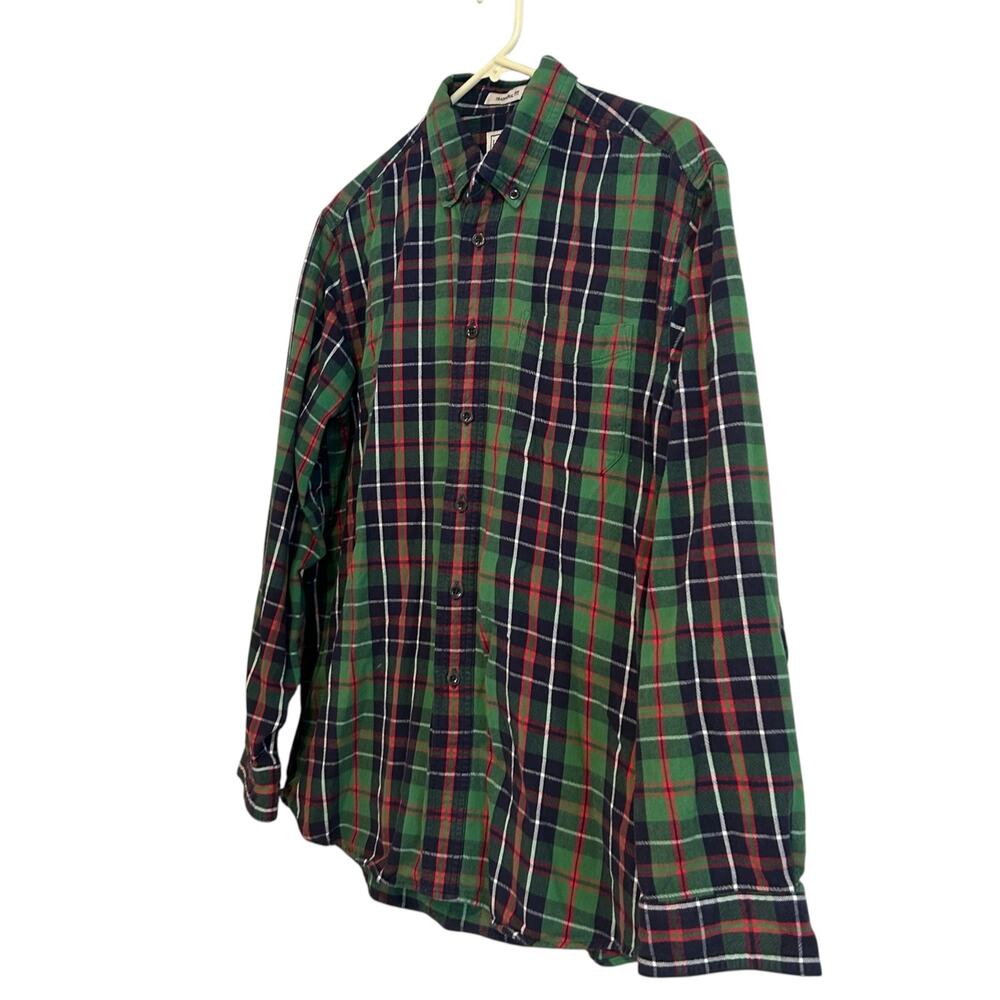 LL Bean Green White Plaid Button Down Shirt Mens Sz Large Traditional Fit Cotton - Picture 16 of 16